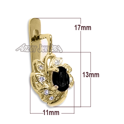 Russian Style Black Sapphire Diamond Earrings 585