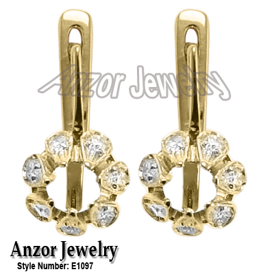 14k Russian Style Semi-Mount Diamond Earrings