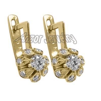 14k Russian Style Semi-Mount Diamond Earrings