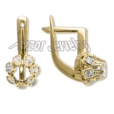 14k Russian Style Semi-Mount Diamond Earrings