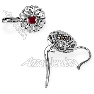 Russian Style Diamod & Ruby Earrings 14k Gold 585