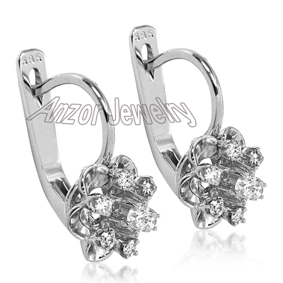 Russian Style Diamond Flower Earrings 14k 585