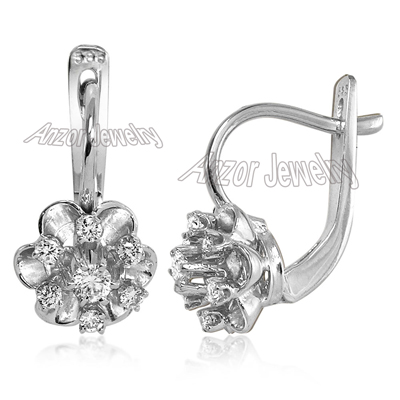 Russian Style Diamond Flower Earrings 14k 585