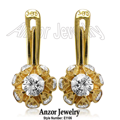 Russian tulpan Style Diamond Earrings 18k GOLD