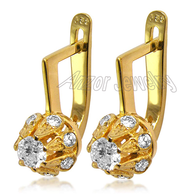 Russian tulpan Style Diamond Earrings 18k GOLD