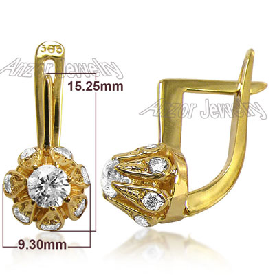 Russian tulpan Style Diamond Earrings 18k GOLD