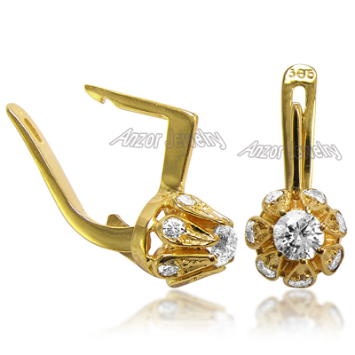 Russian tulpan Style Diamond Earrings 18k GOLD