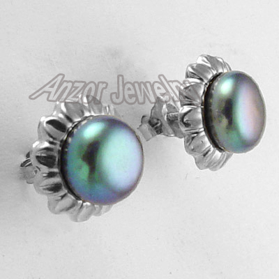 14k Sunflower Black Pearl Earrings
