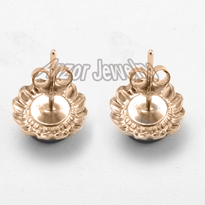 14k Sunflower Black Pearl Earrings
