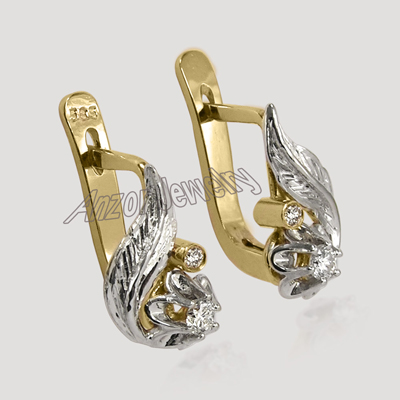 Russian Style Diamond Earrings 14k Gold 585