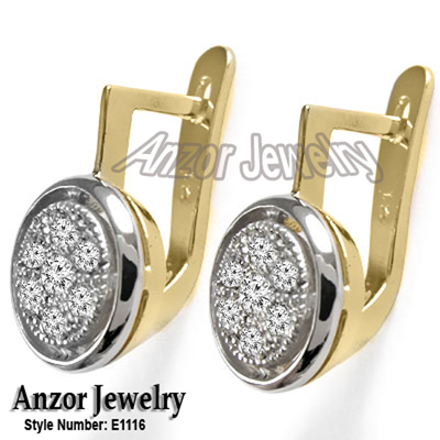 18k Russian Vintage Style Diamond Earrings