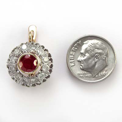 Russian Style Diamond & Ruby Earrings 585