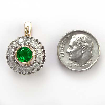 Russian Style Diamond and Emerald Earrings 585