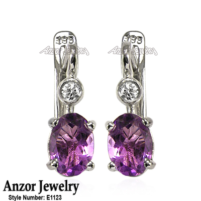 Amethyst Diamond Russian style Earrings 585