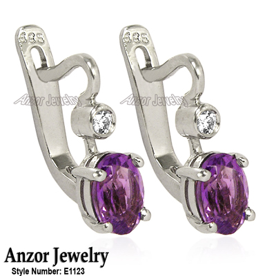 Amethyst Diamond Russian style Earrings 585