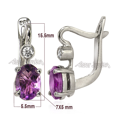 Amethyst Diamond Russian style Earrings 585
