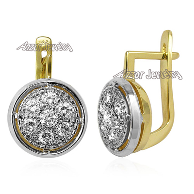 14k Yellow Gold Diamond Earrings Russian style