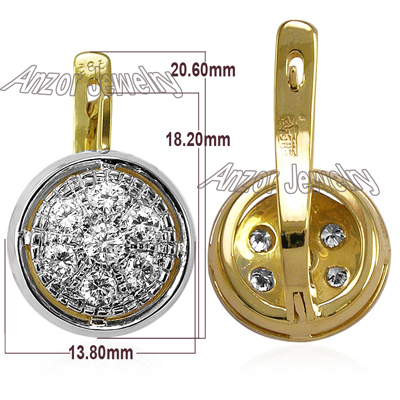 14k Yellow Gold Diamond Earrings Russian style