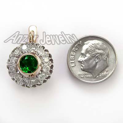 Russian Style Diamond & Chrome Diopside Earrings