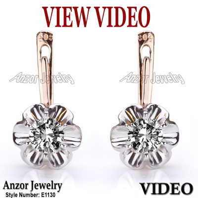 Russian Style Diamond Earrings 14K GOLD 585