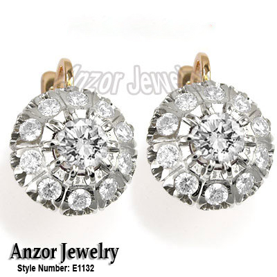 Russian Style Diamond malionka Earrings 14k gold