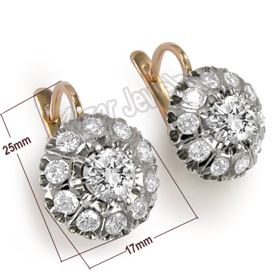 Russian Style Diamond malionka Earrings 14k gold