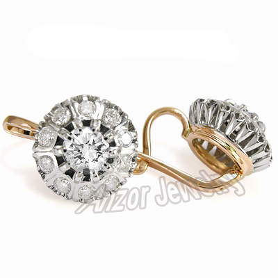 Russian Style Diamond malionka Earrings 14k gold