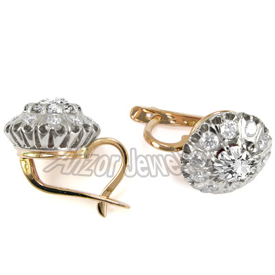 Russian Style Diamond malionka Earrings 14k gold