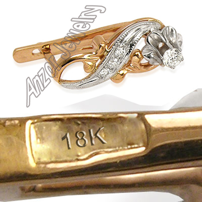 Old Russian style Tulpan Diamond Earrings in 18K