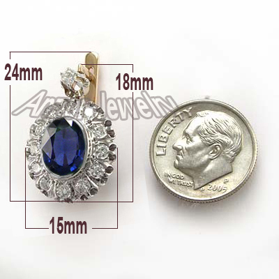 RUSSIAN Style Diamond Sapphire Earrings 585