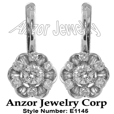 14k Gold Russian Style Diamond Earrings 585