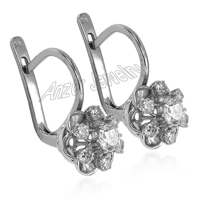 14k Gold  Russian Style Diamond Earrings 585