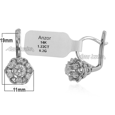 14k Gold  Russian Style Diamond Earrings 585