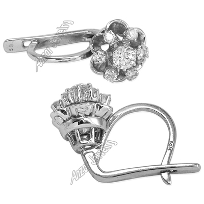 14k Gold  Russian Style Diamond Earrings 585