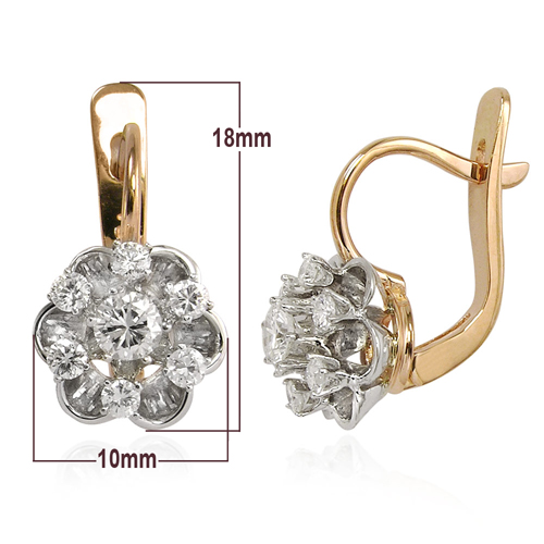 Flower European style Diamond Earrings 14k