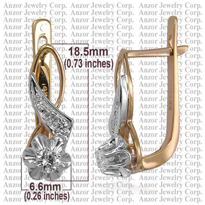 Old Russian style Diamond Earrings 14k gold