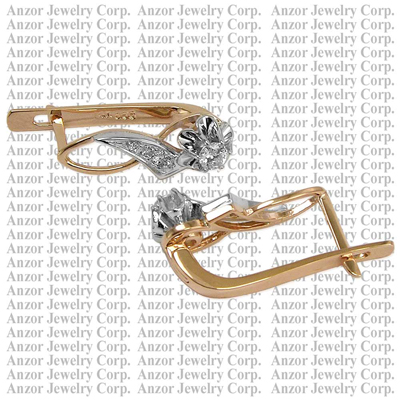 Old Russian style Diamond Earrings 14k gold