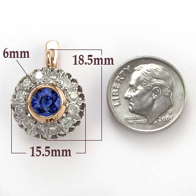 Russian Style Diamond & Sapphire Earrings 585