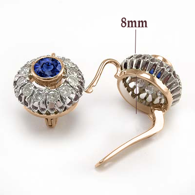 Russian Style Diamond & Sapphire Earrings 585