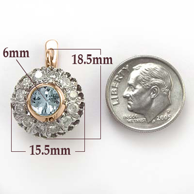 Russian Style Diamond & Aquamarine Earrings 585