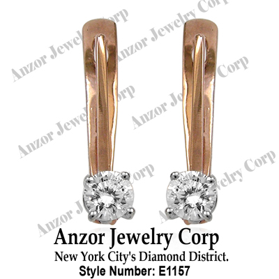 Russian Style Diamond  Earrings in 14k Gold 585