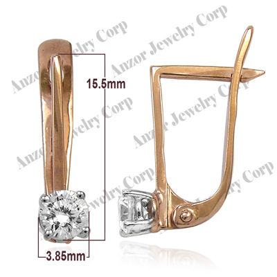 Russian Style Diamond  Earrings in 14k Gold 585