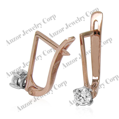 Russian Style Diamond  Earrings in 14k Gold 585