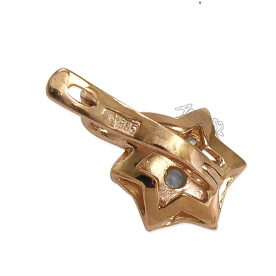 Russian Style Star Diamond Earrings 14k Gold