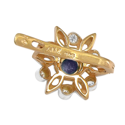 Russian Style Diamond & Sapphire Earrings 585 14k