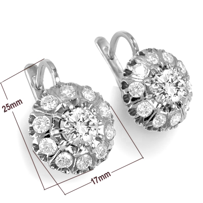 Russian Style White Sapphire Earrings 585