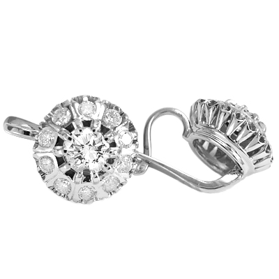Russian Style White Sapphire Earrings 585