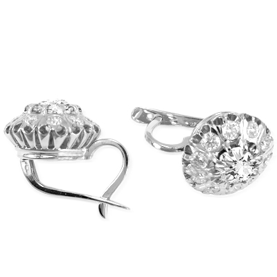 Russian Style White Sapphire Earrings 585