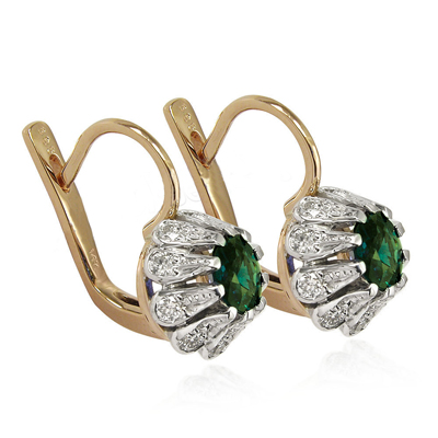Russian Style Diamond & Chrome Diopside Earrings