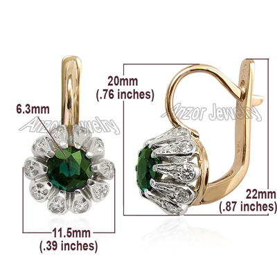 Russian Style Diamond & Chrome Diopside Earrings